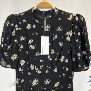 NWT Reformation Maylin Daisy Black Floral Print Dress Size 2